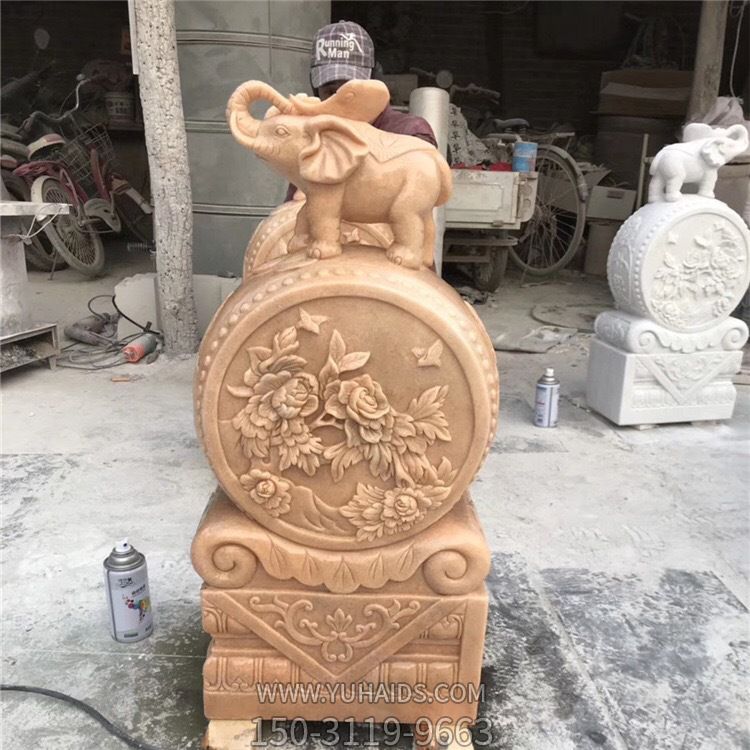 抱鼓石一对晚霞红庭院户外门口仿古门墩博鱼网页版