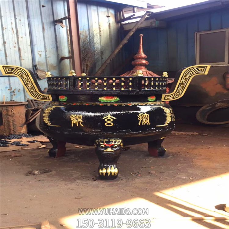 景区摆放铸铁喷漆圆形香炉博鱼网页版
