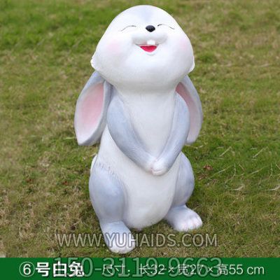 兔子博鱼网页版-花园装饰一只白色玻璃钢兔子博鱼网页版
