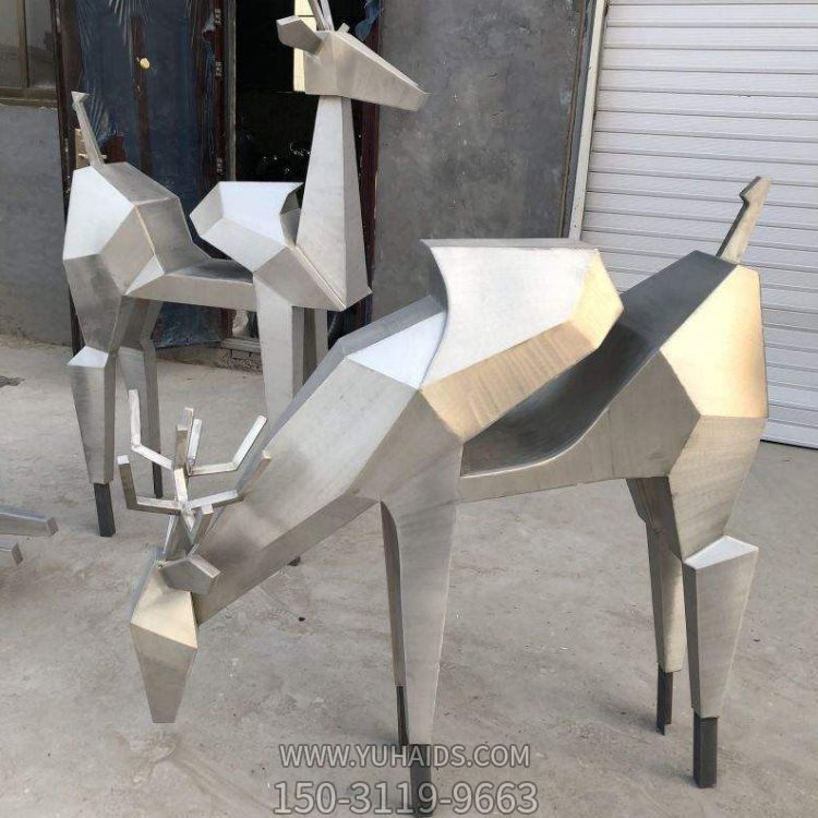 不锈钢拉丝抽象鹿园林景观小品摆件博鱼网页版