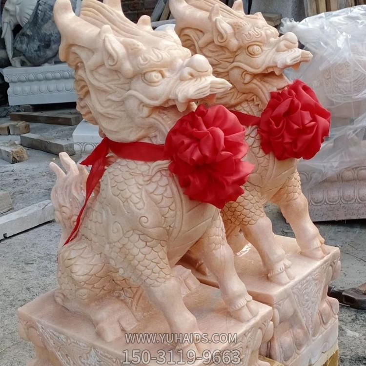 石雕汉白玉晚霞红别墅银行酒店门口招财镇宅仁兽貔貅麒麟博鱼网页版