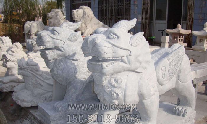 公园景区汉白玉石雕镇宅招财貔貅博鱼网页版