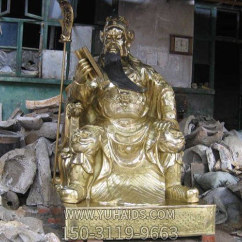 玻璃钢仿铜漆金关公坐姿看书寺庙供奉神像博鱼网页版