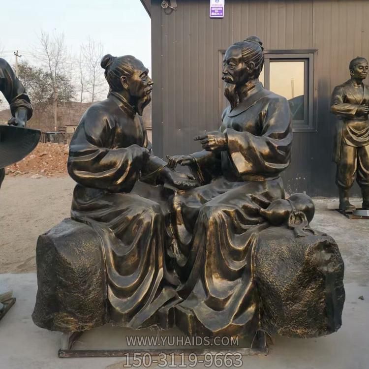 玻璃钢仿铜把脉的中医景观人物摆件博鱼网页版