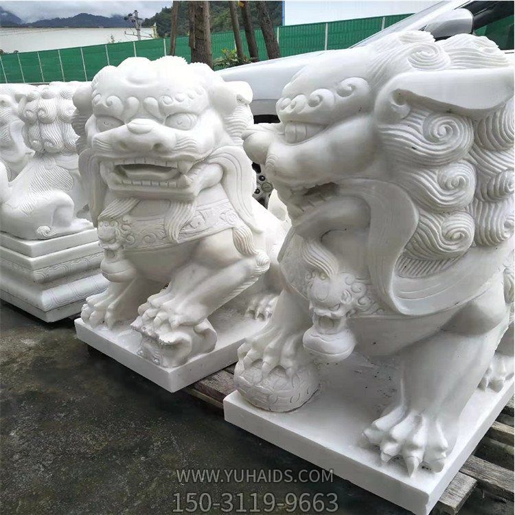 石雕石狮子一对看门镇宅家用祠堂酒店庭院狮子摆件博鱼网页版