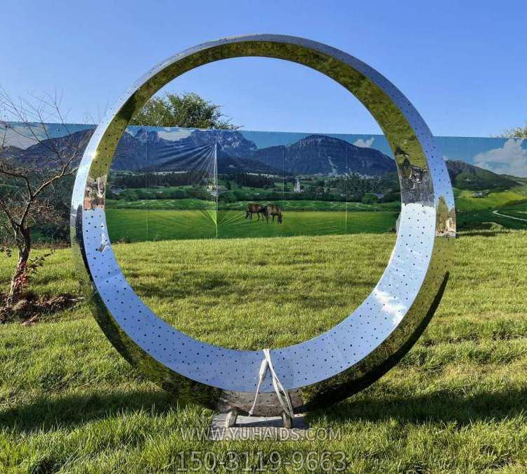 大型不锈钢发光镂空圆环月亮售楼处创意景观定制博鱼网页版