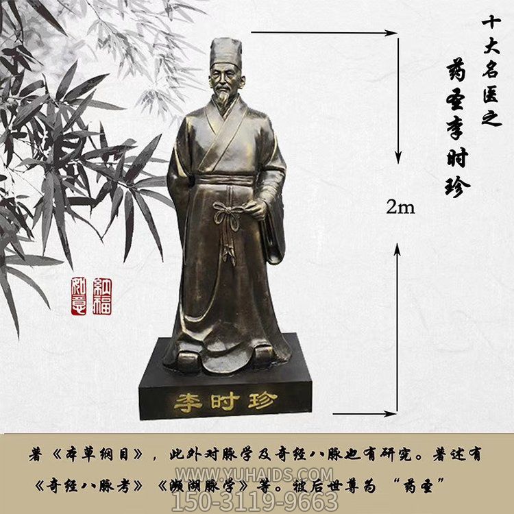 药圣李时珍博鱼网页版医院景区人物铜雕摆件