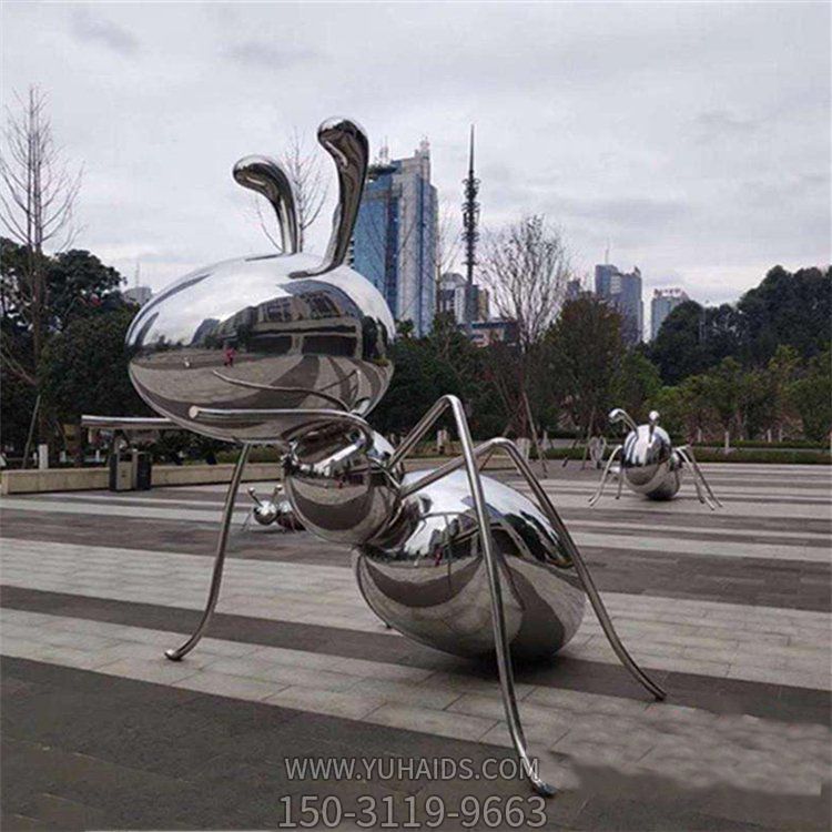 广场户外大型不锈钢镜面蚂蚁景观博鱼网页版