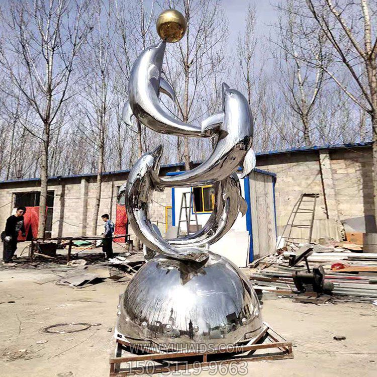 戏球海豚，不锈钢镜面海豚景观博鱼网页版