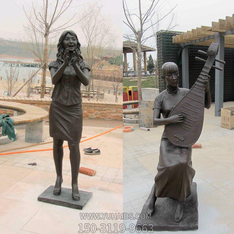 铜雕园林景观弹奏演唱的人物景观摆件博鱼网页版