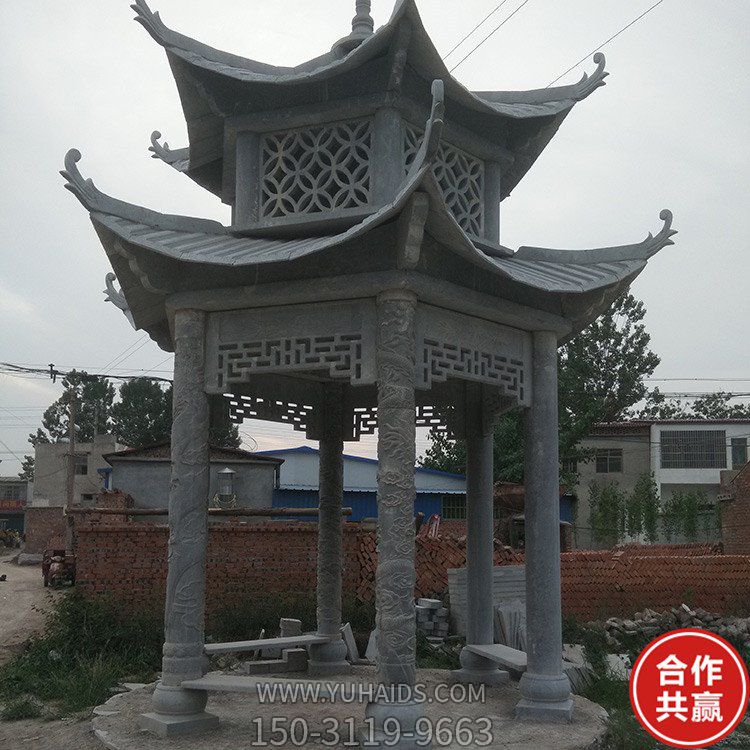 大理石石雕户外公园大型双层凉亭博鱼网页版