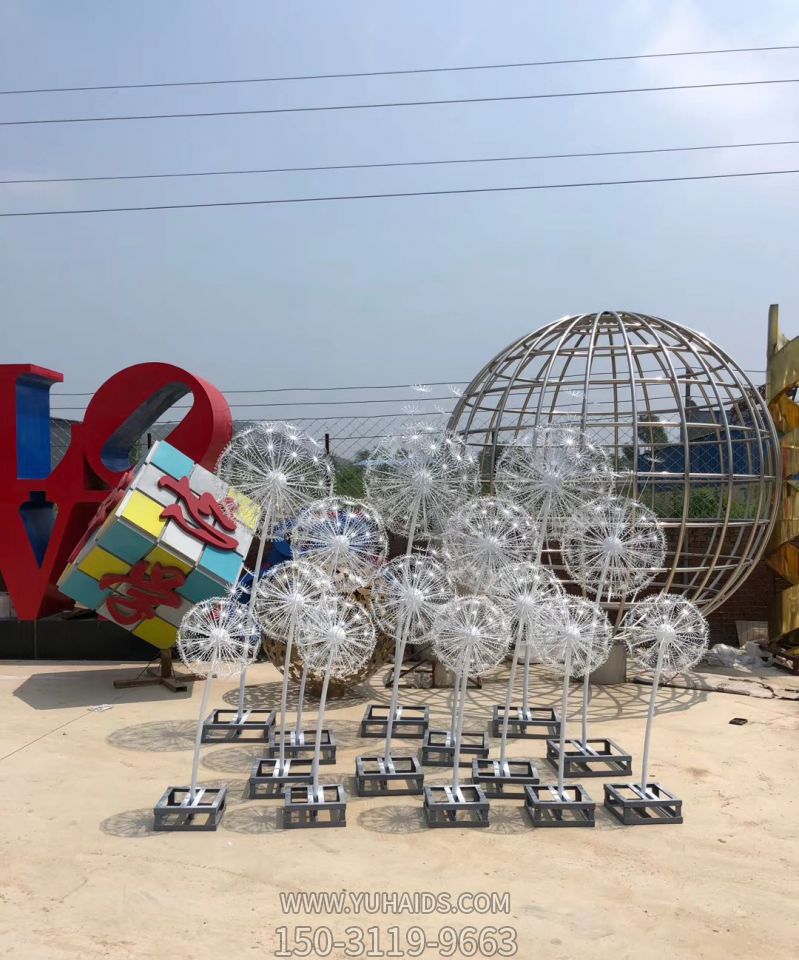 学院园林不仿真蒲公英博鱼网页版园林景观不锈钢博鱼网页版