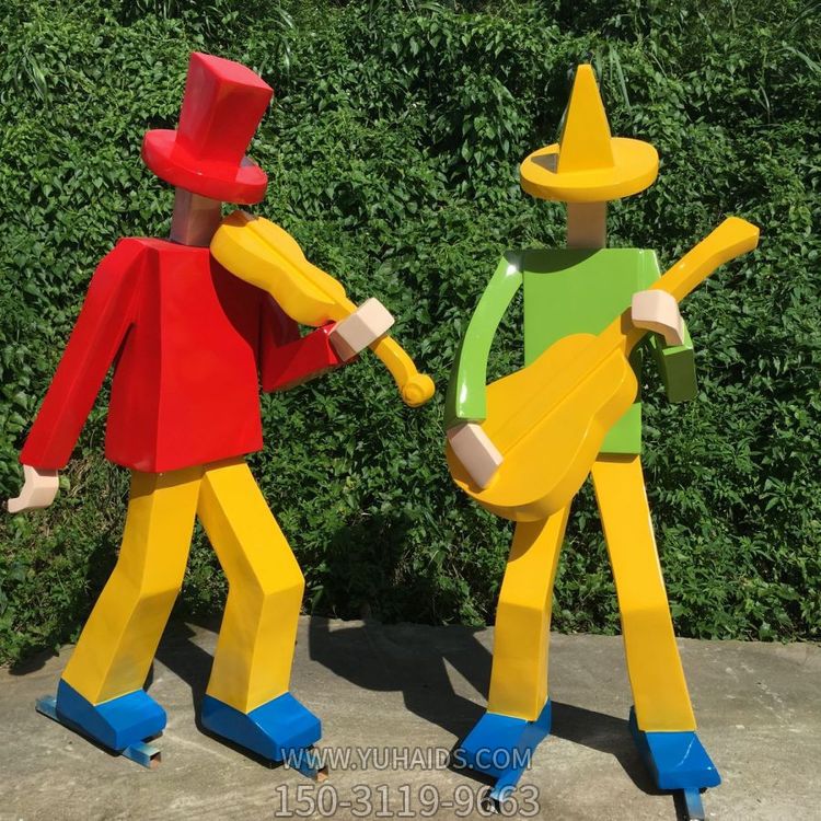 抽象几何人物摆件 不锈钢彩绘户外园林博鱼网页版