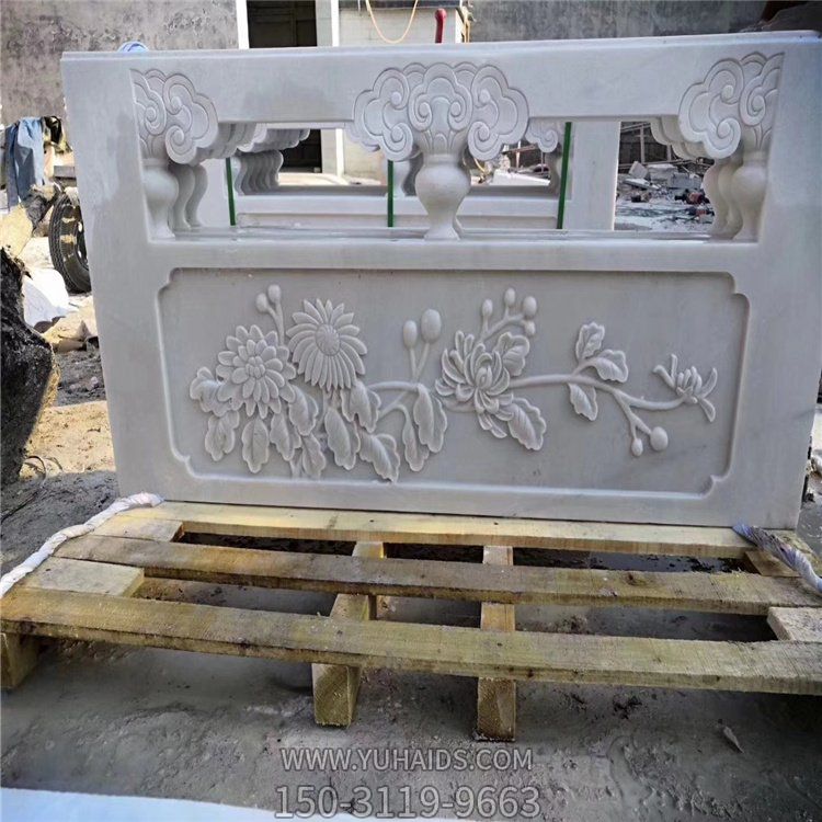 寺庙楼梯台阶安装大理石浮雕花朵栏板博鱼网页版
