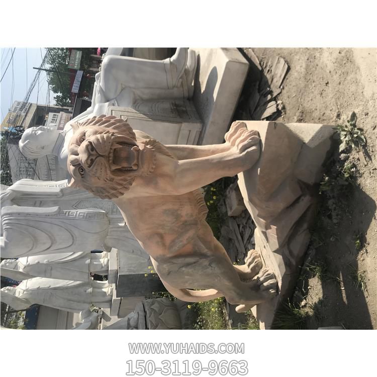 晚霞红石雕园林庭院石雕狮子摆件博鱼网页版