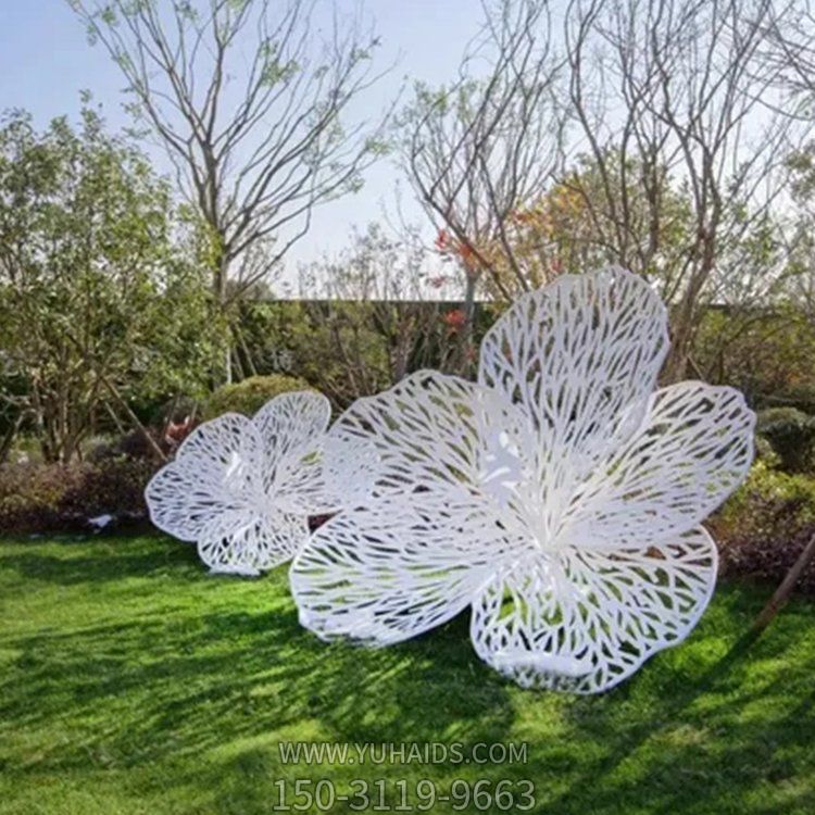 小区公园草地摆放  不锈钢镂空花朵博鱼网页版