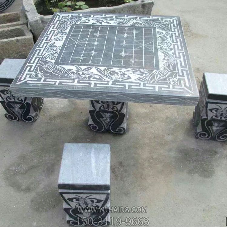 花岗石庭院公园棋盘格石雕桌凳博鱼网页版