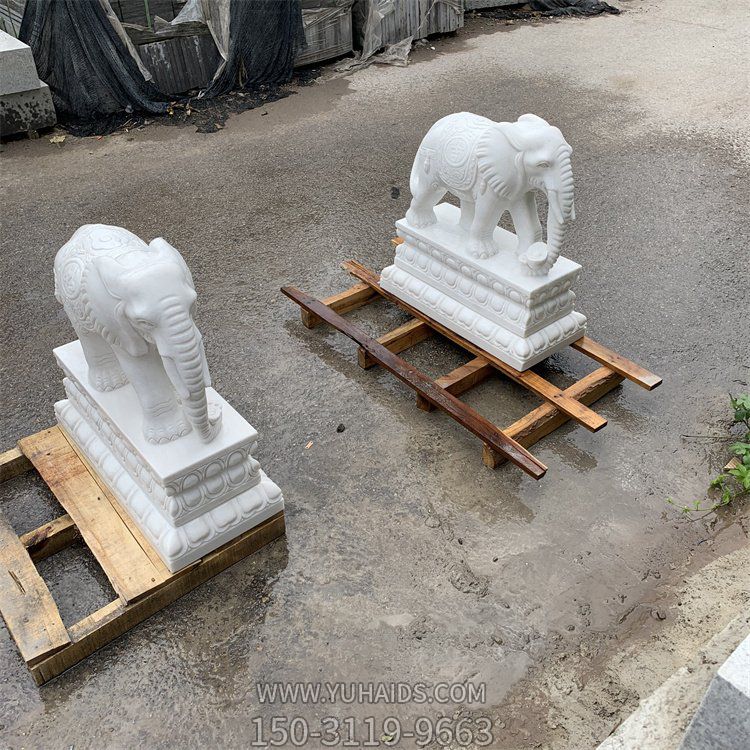 汉白玉石雕庭院门口门墩镇宅招财大象博鱼网页版
