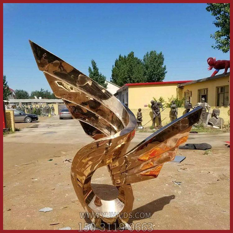 镜面不锈钢创意园林景观抽象翅膀博鱼网页版