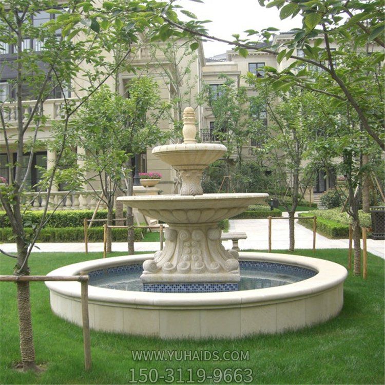 大理石石雕户外园林景观双层喷泉博鱼网页版