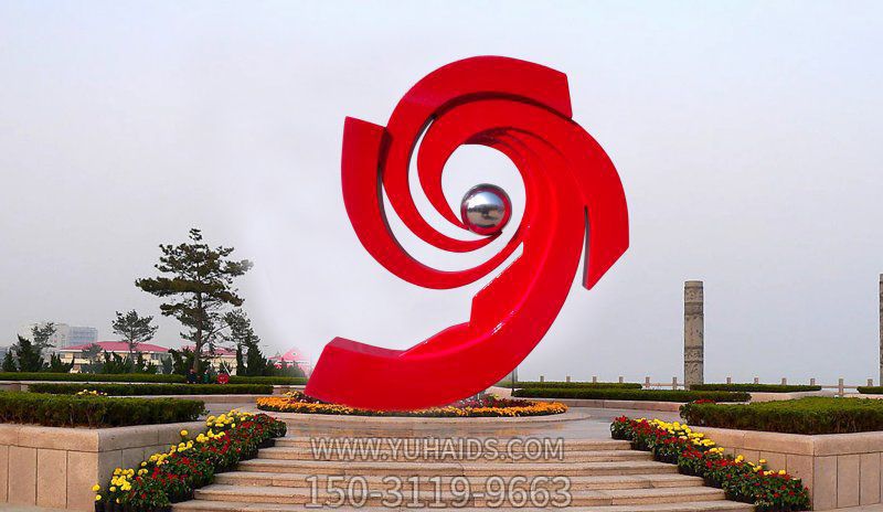 花园装饰摆放红色不锈钢喷漆创意海浪浪花博鱼网页版