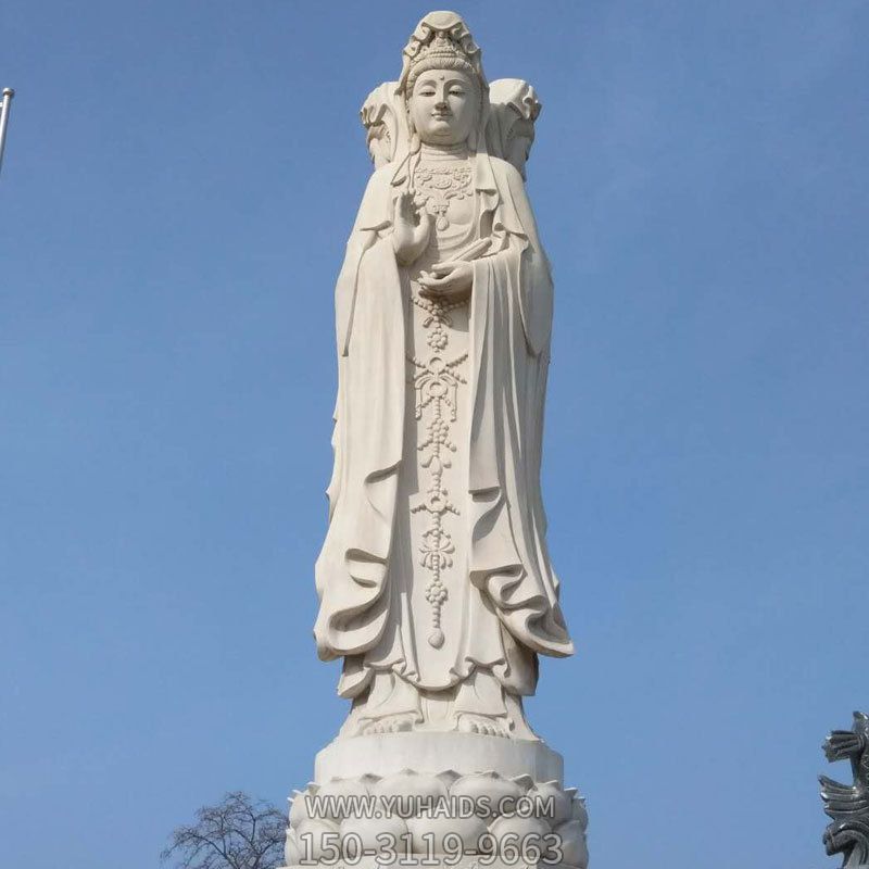 汉白玉石雕佛像三面观音博鱼网页版