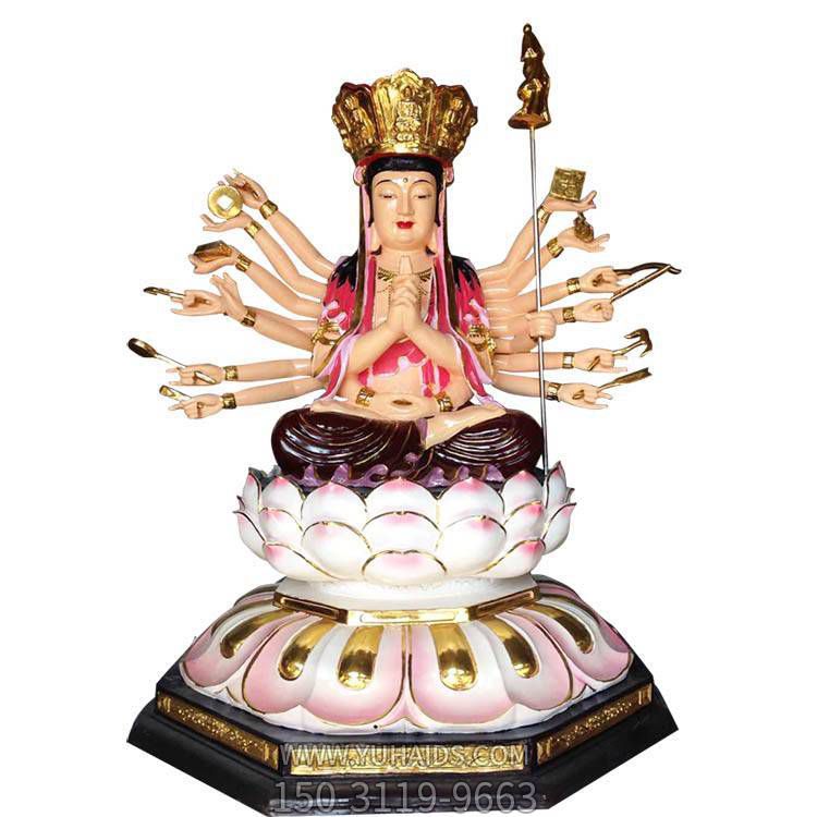 玻璃钢彩绘仿铜户外园林景观千手观音博鱼网页版