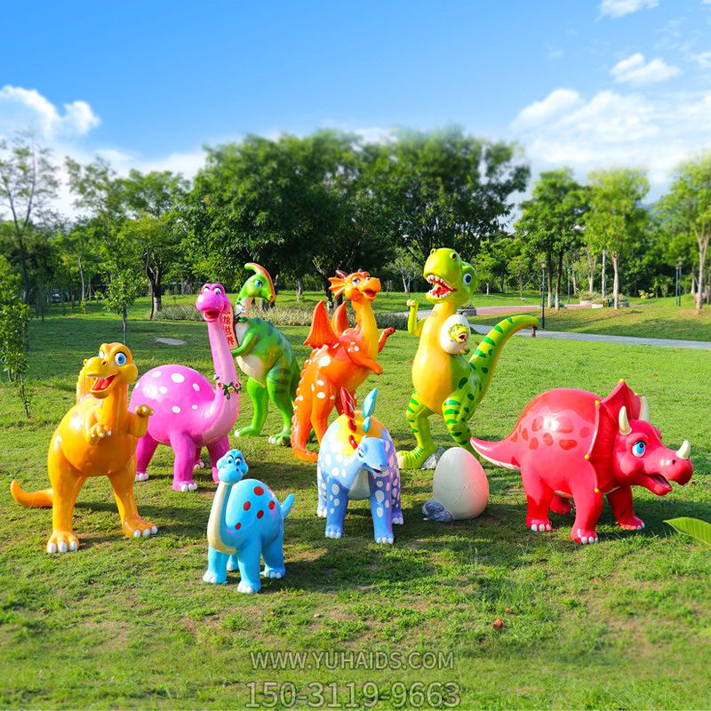 景区户外玻璃钢彩绘可爱童趣恐龙博鱼网页版