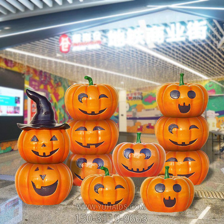儿童游乐园摆放玻璃钢万圣节南瓜灯装饰小品博鱼网页版