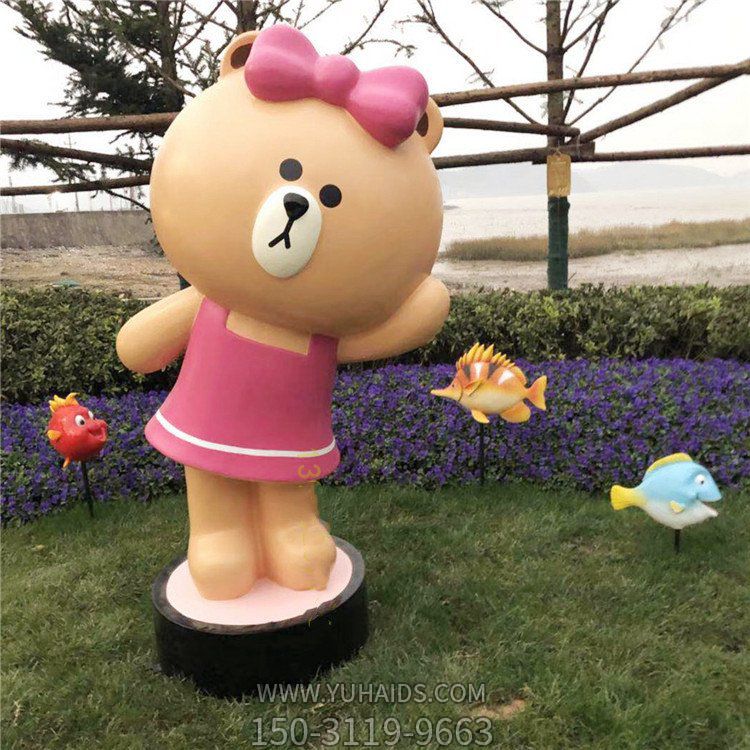 商场公园大型玻璃钢卡通美陈装饰品摆件维尼熊博鱼网页版