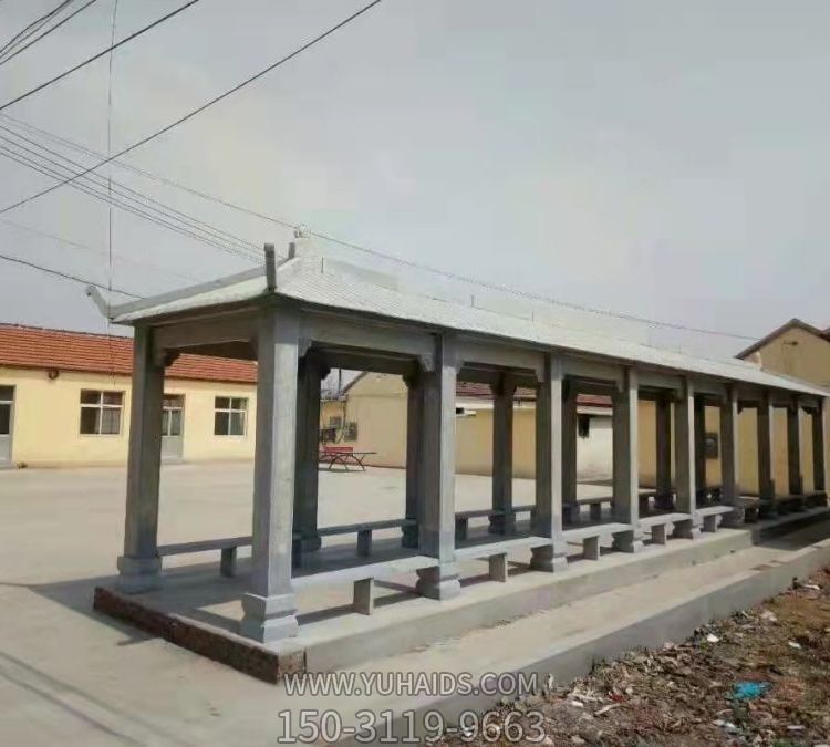 文化广场摆放青石雕刻中式长廊石凉亭博鱼网页版