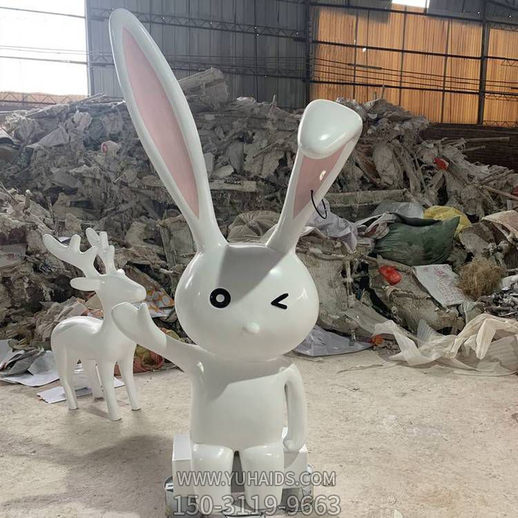 城市商场卡通玻璃钢长耳兔兔子博鱼网页版