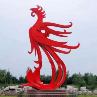 户外广场不锈钢抽象园林景观凤凰摆件