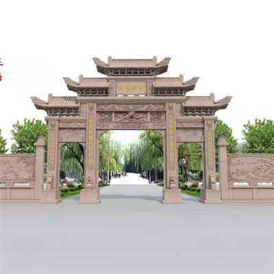 大型乡村城镇大理石石雕牌坊博鱼网页版