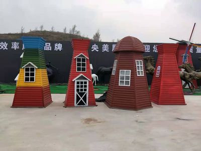 儿童游乐广场彩三色玻璃钢风车博鱼网页版