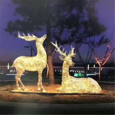 公园草坪摆放不锈钢镂空灯光亮化鹿博鱼网页版