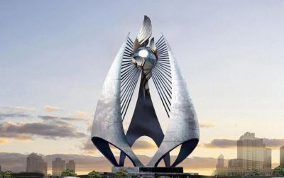 观光海边广场摆放镂空不锈钢船博鱼网页版