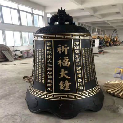 彩绘鎏金玻璃钢仿铜钟