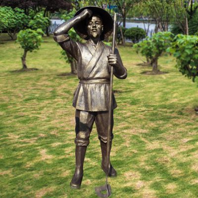 公园草地农耕文化玻璃钢仿铜播种民俗小品博鱼网页版