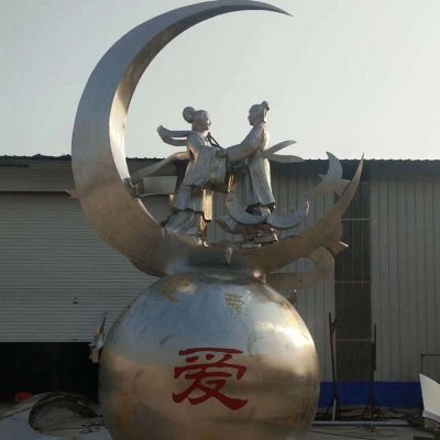 古代神话人物牛郎织女博鱼网页版模型 不锈钢爱情主题博鱼网页版摆件