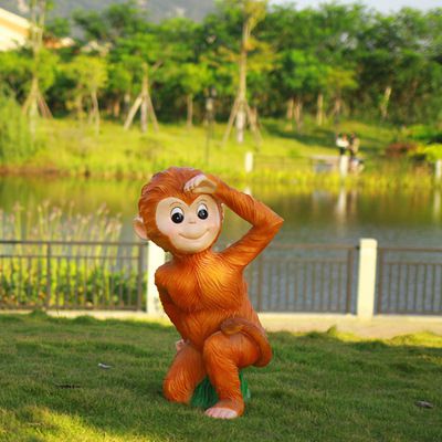 草地摆放的抬手的玻璃钢创意猴子博鱼网页版