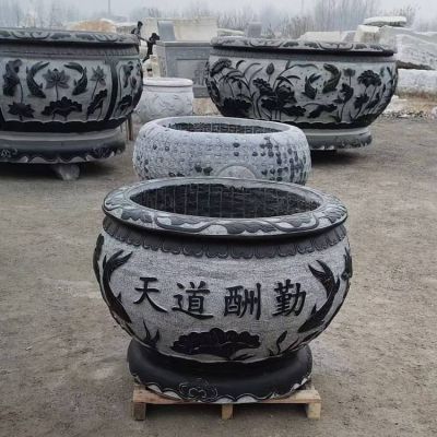 仿古青石石雕鱼缸花盆荷花水缸