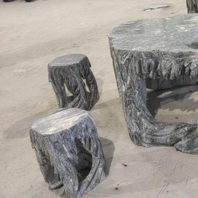 公园庭院大理石雕刻天然石桌凳造型美观大气