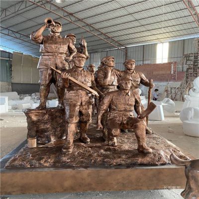 玻璃钢仿铜红色文化八路军主题人物博鱼网页版