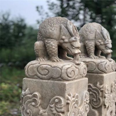 青石栓马柱广场摆件浮雕石雕石柱博鱼网页版