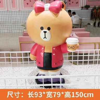 熊博鱼网页版-街边咖啡店门口摆放手拿咖啡杯玻璃钢熊博鱼网页版