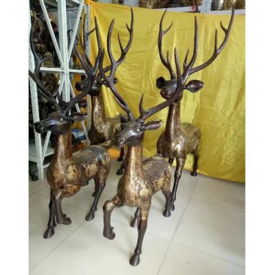 纯铜梅花鹿博鱼网页版摆件公园楼盘草坪博鱼网页版