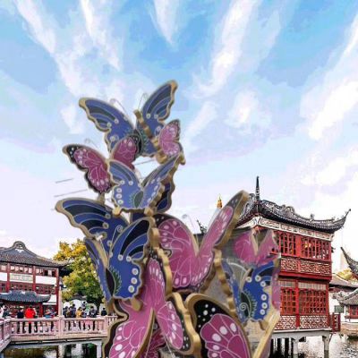 不锈钢彩绘户外广场大型蝴蝶博鱼网页版