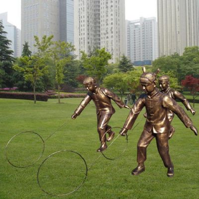 民俗小品公园街道玩耍的玻璃钢仿铜儿童