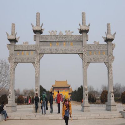 砂岩浮雕新中式古典门楼牌坊寺院入口摆件